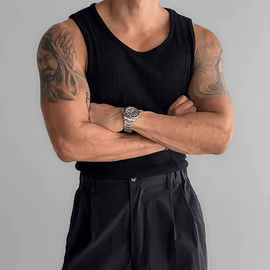 New Casual Stretch Slim Men’s Tank Tops - Solid Color Ribbed Vest