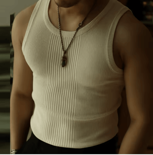 2025 Style Men’s Pit Stripe Knitted Spliced Tank Tops - Casual Streetwear
