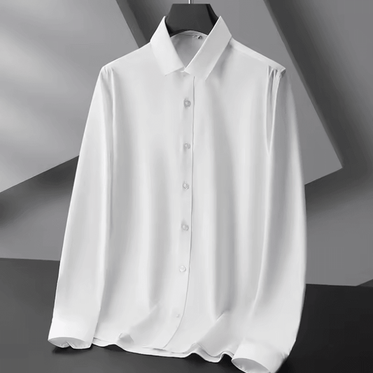 Men’s Wrinkle-Free Business Casual Shirt - Long Sleeve Solid Color All-Season Top