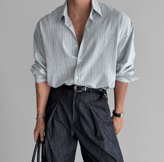 VIRA Fashion Men’s Non-Iron Striped Long-Sleeved Shirt