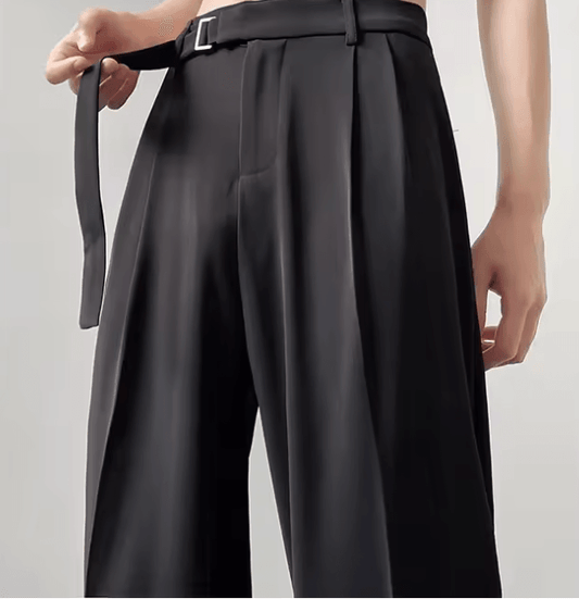 Men’s Loose-Fit Straight-Leg Wide-Leg Pants | Japanese Light Luxury Suit Trousers