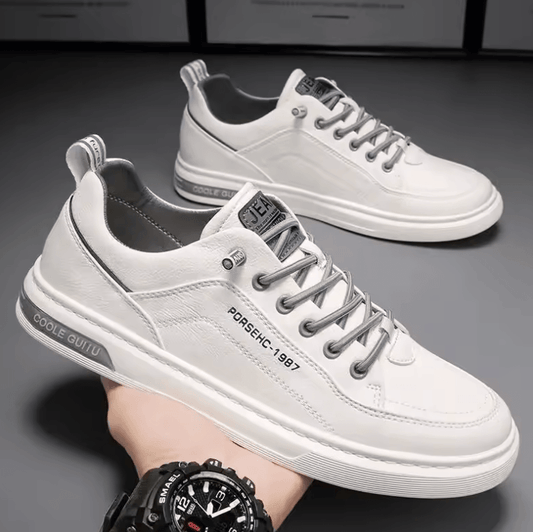 Men’s Leather Sneakers – Comfortable Slip-On Shoes for Driving, Walking & Office Fashion