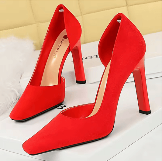 10.5 cm Heels Square Head Pumps - Women’s Block Heel Fashion Shoes
