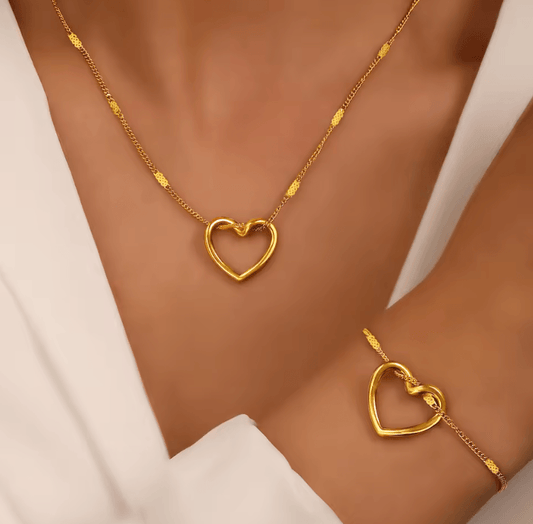 Stainless Steel Twisted Heart Jewelry Set – High-End Luxury for Women | Anniversary 2025