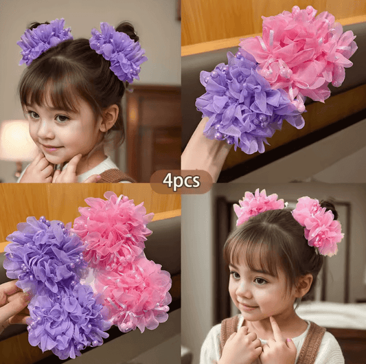 4 Cute Pink & Purple Headbands for Little Girls – Floral Hair Accessories for Children