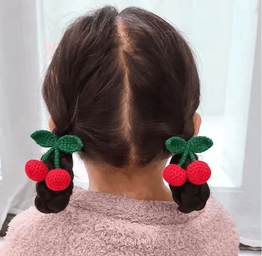 مشابك شعر وربطات شعر أنيقة من الكرز الأحمر للبنات - مشابك شعر أنيقة ودبابيس شعر محبوكة