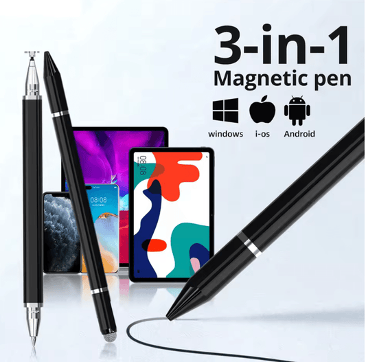 3-in-1 Stylus Touch Pen – Drawing Capacitive Pencil with Magnetic Adsorption for iOS, Android, iPad, Samsung, Xiaomi, Tablets & Smartphones