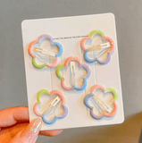 5Pcs/Lot Girls Headdress Rainbow Flower Cute Broken Hair Clips Five Pointed Star Side Bangs BB Hairpin Children Hair Accessories 5Pcs/Lot Girls Headdress Rainbow Flower Cute Broken Hair Clips Five Pointed Star Side Bangs BB Hairpin Children Hair Accessories