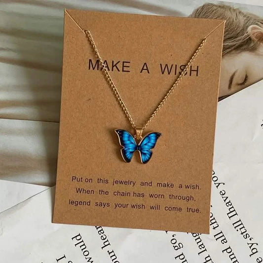 Elegant Butterfly Pendant Necklace – Multicolor Clavicle Chain for Women
