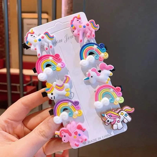 Kids Unicorn Hair Clips Set (10pcs) - Cute Barrettes