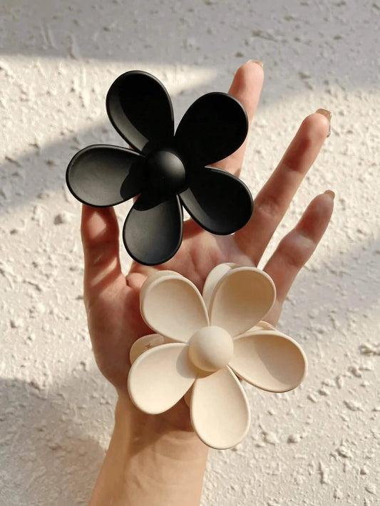 Matte Flower Hair Claw Clip | Black or White
