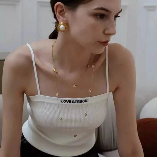 French Classic Titanium Steel Pig Nose Tassel Necklace