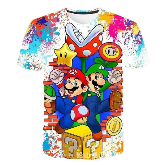 Mario 3D Printed Parent-Child T-shirt