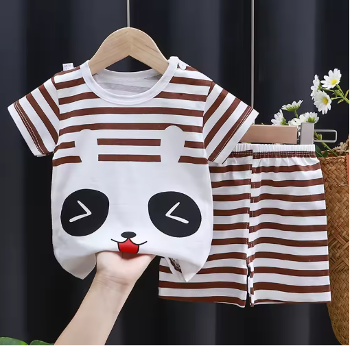 Kids Summer Clothes Set – Baby Boy/Girl Cotton T-Shirt & Shorts, Cartoon Design