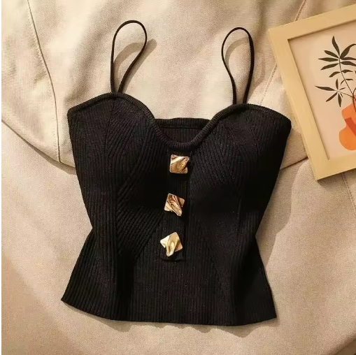 Knitted Halter Top in Perfume-Inspired Style