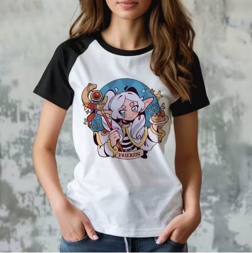 Frieren-Inspired Harajuku T-Shirt – Funny & Stylish Comic Top for Women