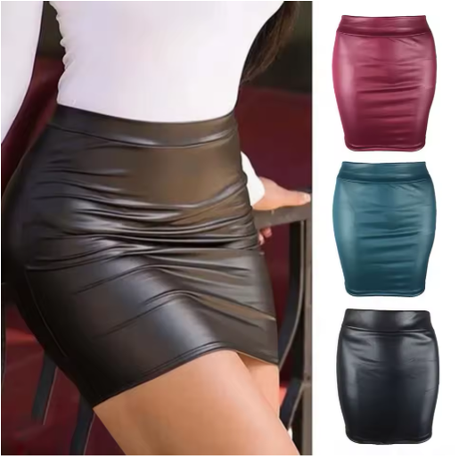 Faux Leather High Waist Mini Skirt – Sleek & Confident Street Style