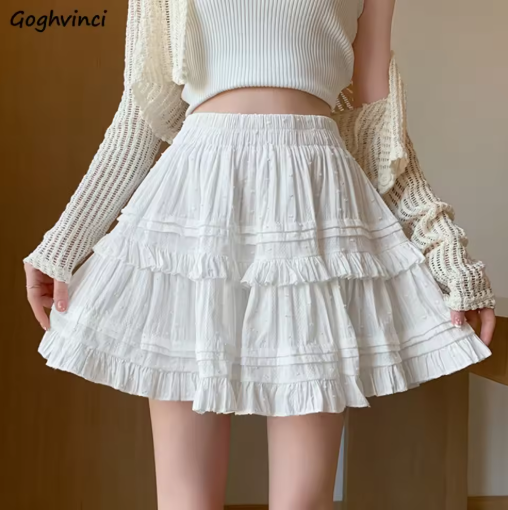 High-Waisted Ruffled A-Line Mini Skirt – French Y2K Chic