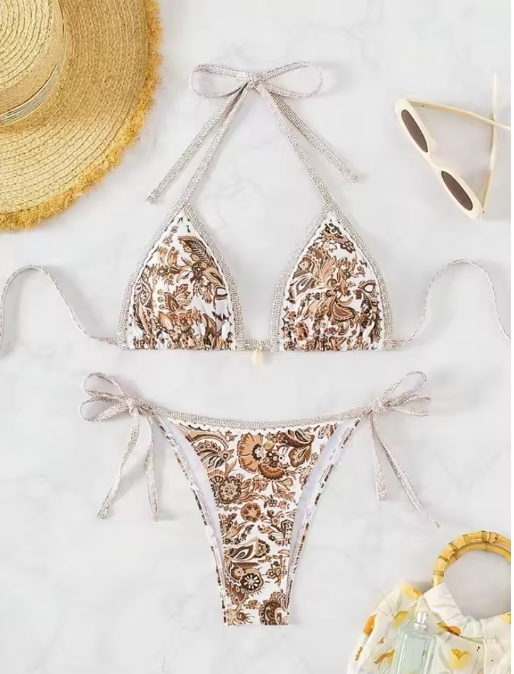 Halter String Triangle Bikini – Two-Piece Swimsuit for Women