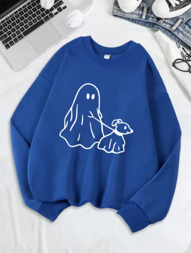 Little Devil Leading Dog Printed Sweatshirt – Women's Cozy Fleece Hoodie