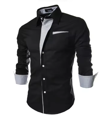 Men’s Striped Long Sleeve Shirt – Slim Fit Business Style
