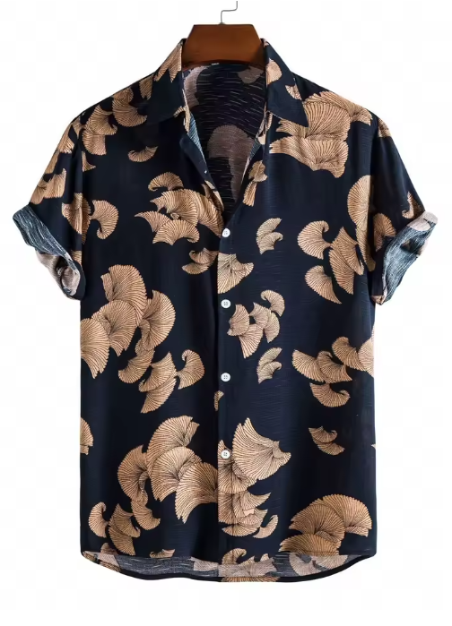 Men’s Coconut Tree Print Short Sleeve Shirt – Casual Summer Resort Style