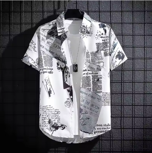 Men’s Printed Short Sleeve Shirt – Lightweight Beach & Leisure Essential
