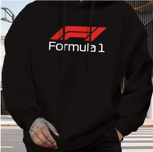 Men’s Casual Hoodie with Formula 1 Graphic Print
