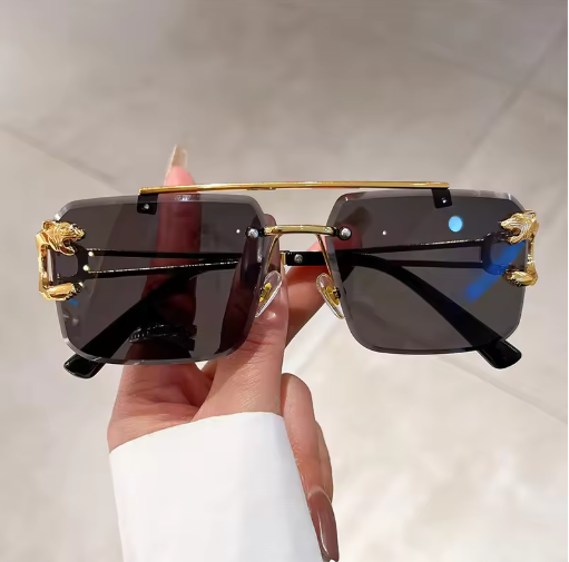 KAMMPT Vintage Rimless Oversized Square Sunglasses – Unisex Fashion