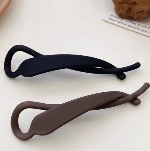 Matte Banana Hair Clips, Set of 2 – Black & Brown