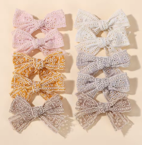 10-Pack Bow Hair Clips for Girls, 3.26 in, Random Colors