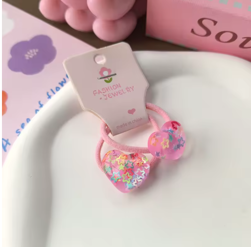 2-Pack Kids Heart Princess Elastic Hair Bands