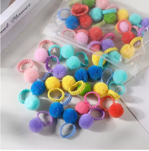 20-Pack Colorful Fluffy Hair Elastics for Kids