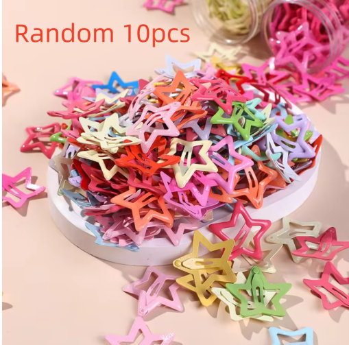 20-Pack Colorful Star BB Hair Clips for Kids