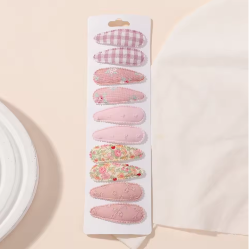 10-Piece Kids Plaid Hair Clips Set | Cute BB Hairpins