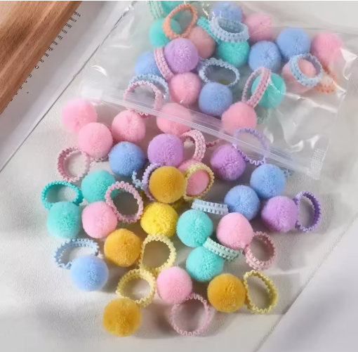 20-Pack Colorful Fluffy Hair Elastics for Kids