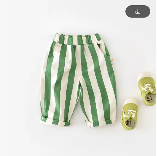 High Waist Striped Baby Pants - Korean Style