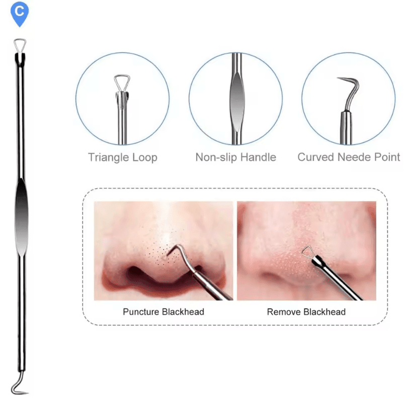 🔪 Acne Needle Set – 4pcs Double-Ended Stainless Steel Tool for Blackhead & Blemish Removal 🔪 Acne Needle Set – 4pcs Double-Ended Stainless Steel Tool for Blackhead & Blemish Removal