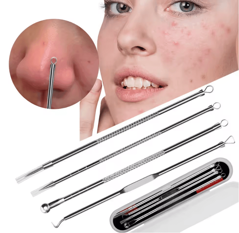 🔪 Acne Needle Set – 4pcs Double-Ended Stainless Steel Tool for Blackhead & Blemish Removal 🔪 Acne Needle Set – 4pcs Double-Ended Stainless Steel Tool for Blackhead & Blemish Removal