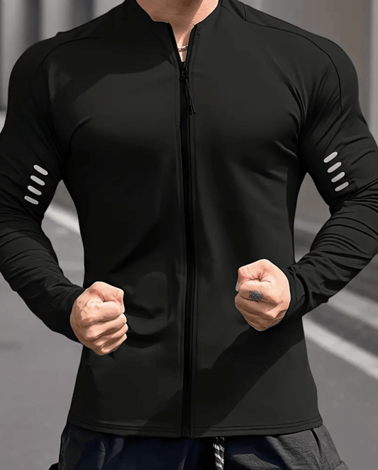 Autumn Men’s Stand Collar Zipper Jacket – Quick-Dry, Slim Fit Sports Top with Sun Protection