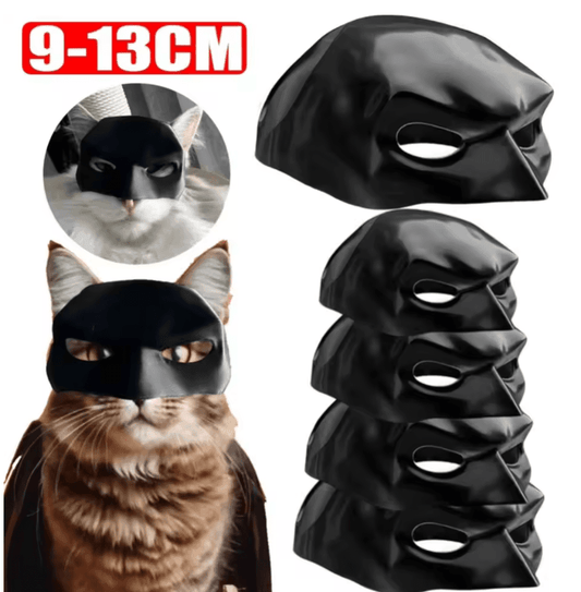 Bat Cat Superhero Mask – Matte Black Avenger-Style Costume for Cats & Dogs – Fun Pet Toy for Spooky Makeup Parties, Photos & Cosplay
