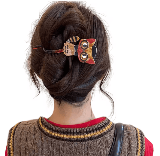 Cartoon Cat Shape Hair Barrettes – Creative Vintage Cute Gripper for Women & Girls
