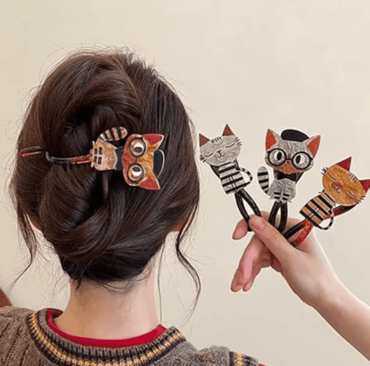 Cartoon Cat Shape Hair Barrettes – Creative Vintage Cute Gripper for Women & Girls