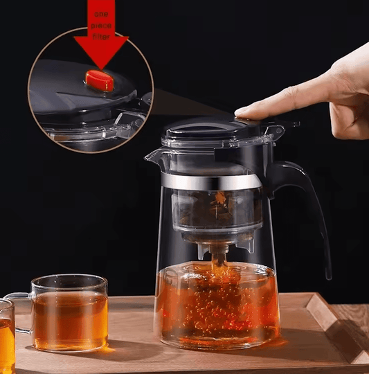 Chinese Style Kung Fu Heat-Resistant Glass Teapot with Tea Water Separation Filter – Elegant Home Teaware Set for Tea & Coffee