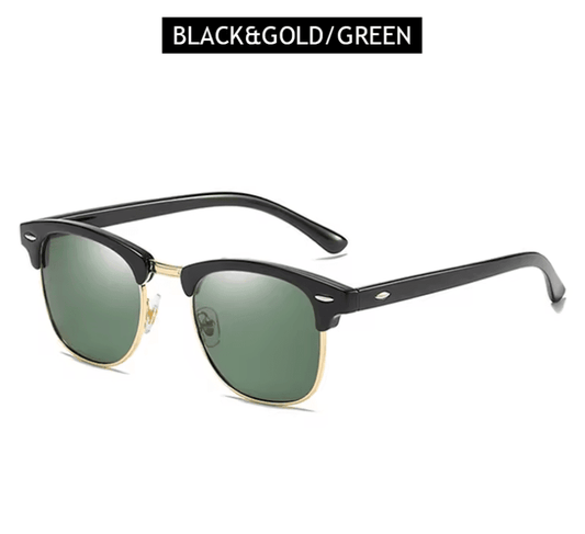 Classic Half Frame Polarized Sunglasses – Retro Rivet Anti-Glare Shades for Men & Women
