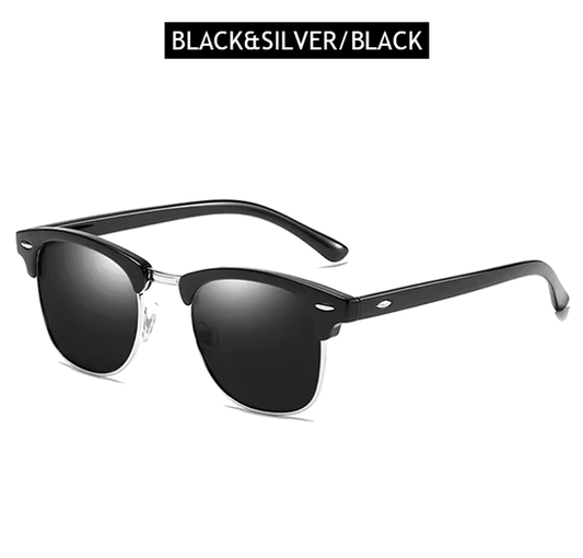 Classic Half Frame Polarized Sunglasses – Retro Rivet Anti-Glare Shades for Men & Women