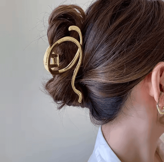 Elegant Gold S-Shaped Metal Hairpins – Fashion Ponytail Clips for Women & Girls
