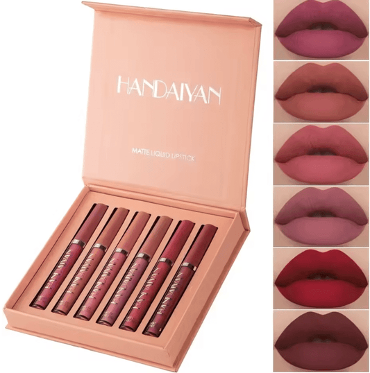 HANDAIYAN 6 PCS Matte Lipstick Set – Waterproof, Long-Lasting, Non-Stick Cup for Women