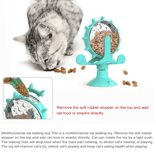 Interactive Treat Leaking Toy – Slow Feeder Dispenser for Cats & Small Dogs | Rotatable Wheel IQ-Boosting Puppy Toy