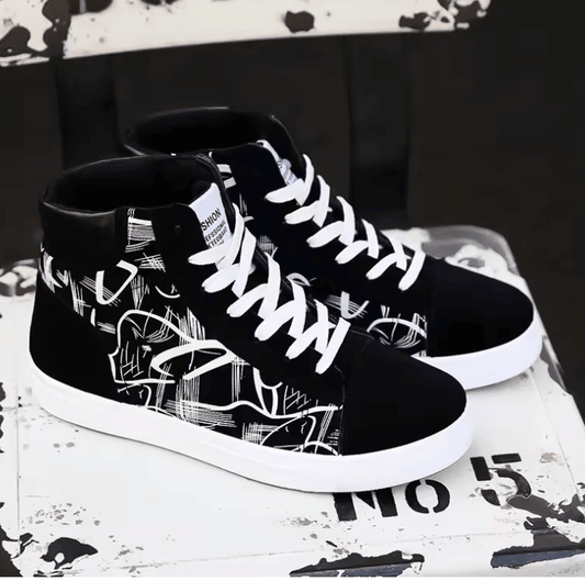 Men’s High Top Canvas Sneakers – Fashion Platform Vulcanized Shoes for Spring & Winter